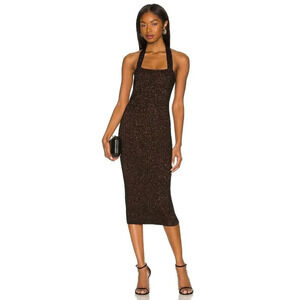 Victor Glemaud Halter lurex-knit Midi Dress In Black XSmall New Cocktail
